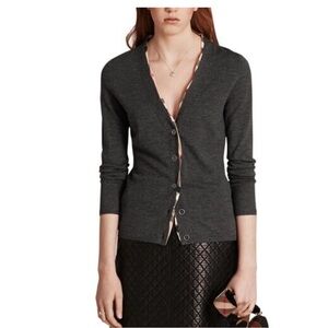 BURBERRY BRIT wool Charcoal Cardigan Sweater with logo